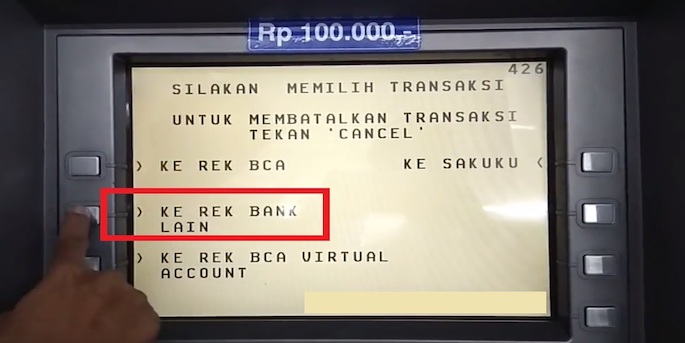 Klik Transfer dan pilih Ke Rek Bank Lain