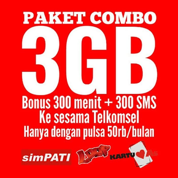 Paket Kartu AS Combo 3 GB